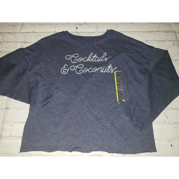 Women's Cocktails & Coconuts Sweatshirt - Zoe+Liv (Juniors') - Blue Small - Picture 2 of 3